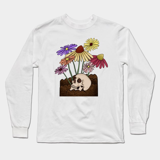 flower garden with skull Long Sleeve T-Shirt by tris96mae